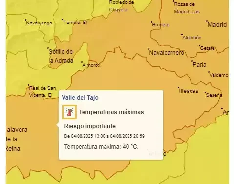 Ola de calor que afecta a Illescas. Alerta por altas temperaturas toda la semana.