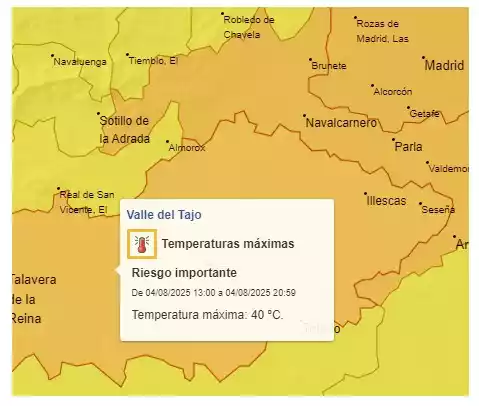 Temperaturas 4-10 de Agosto. Valle Tajo e Illescas