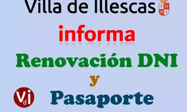 Renovación DNI o pasaporte en Illescas. Día 20 de Octubre