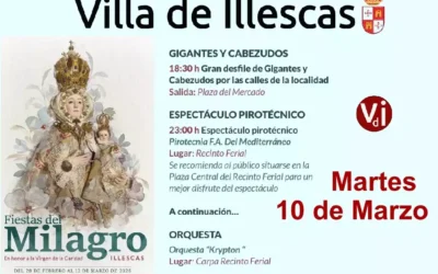 El programa para el martes 10 en las Fiestas del milagro Illescas 2.026