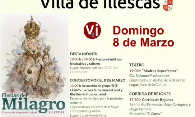 Programación del domingo 8 de Marzo en las Fiestas del Milagro Illescas 2.026
