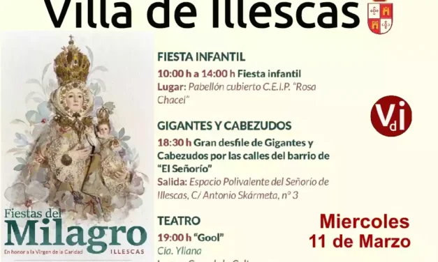 Fiestas del Milagro Illescas 2.026. Actos del miércoles día 11 de Marzo