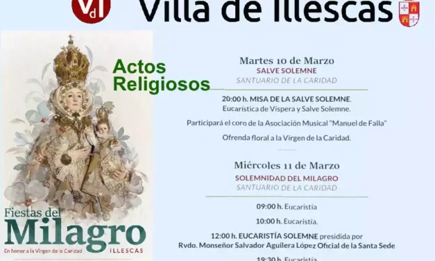 Programa de actos religiosos en fiestas del Milagro 2026 para los días 10 y 11 de Marzo