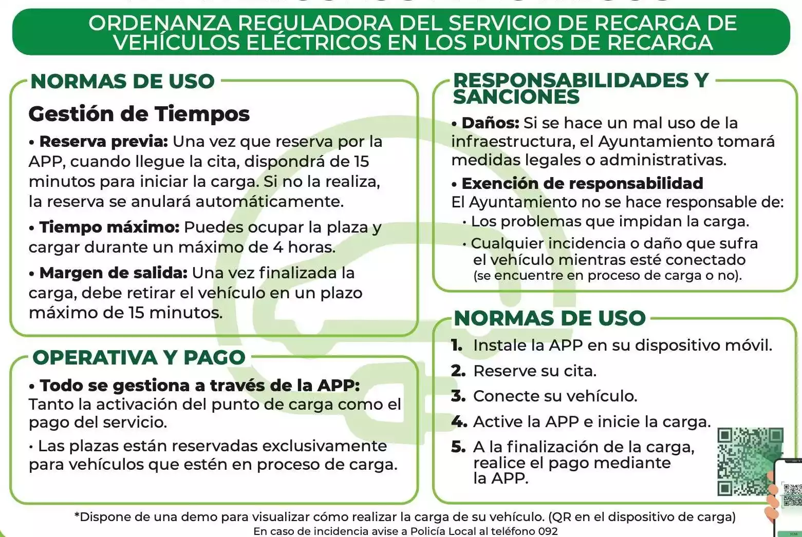 Recargas de pago cargadores Ayuntamiento de Illescas. Ordenanzas